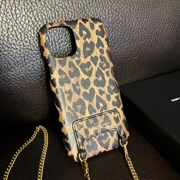 Saint Laurent Leopard-print leather iPhone 11 Pro chained crossbody case NWB - Picture 6 of 8